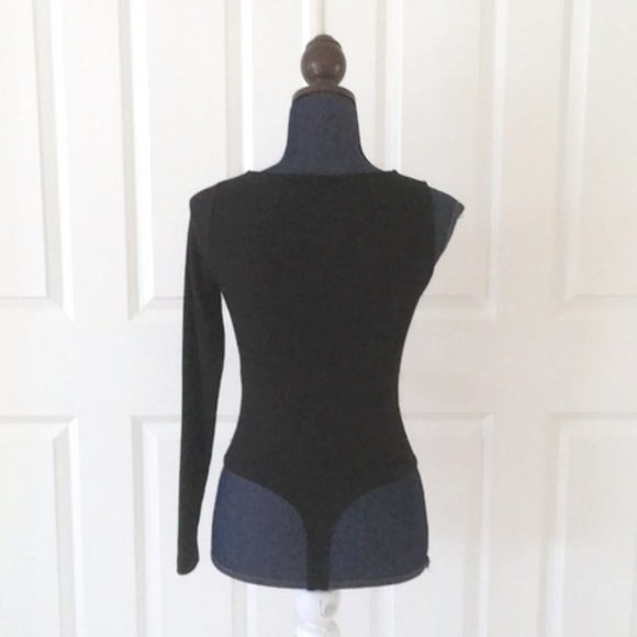 asos one shoulder one arm black ribbed bodysuit - Picture 5 of 16